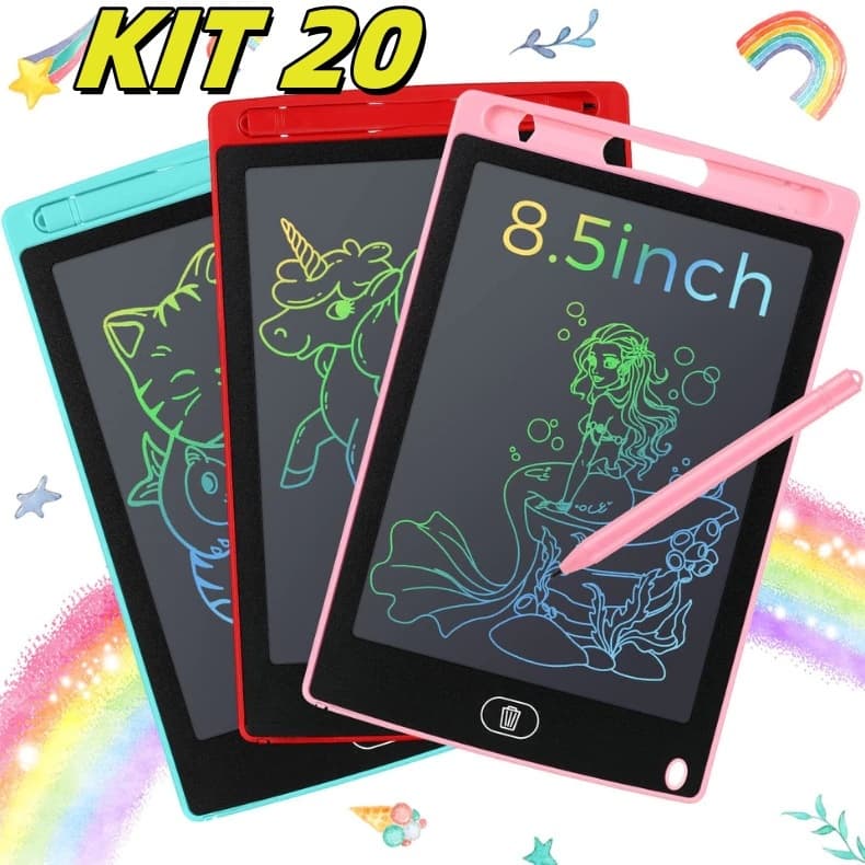KIT 15/20 Lousa Mágica Tela Lcd Tablet Infantil De Escrever E Desenhar 8.5 Polegadas