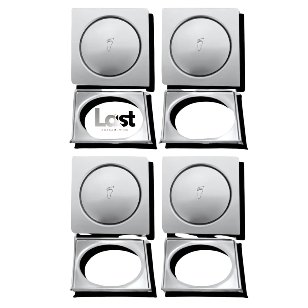 Kit 4 Ralo Click Inteligente Em Inox 10x10 Cm + Porta Grelha