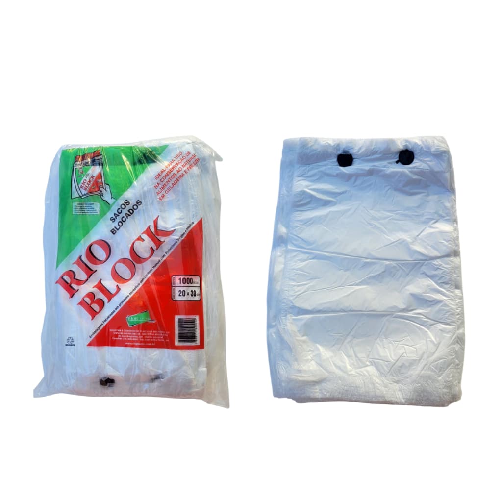 SACO PLÁSTICO BLOCADO 20X30CM - 1000 UNIDADES MERCADO E ALIMENTOS