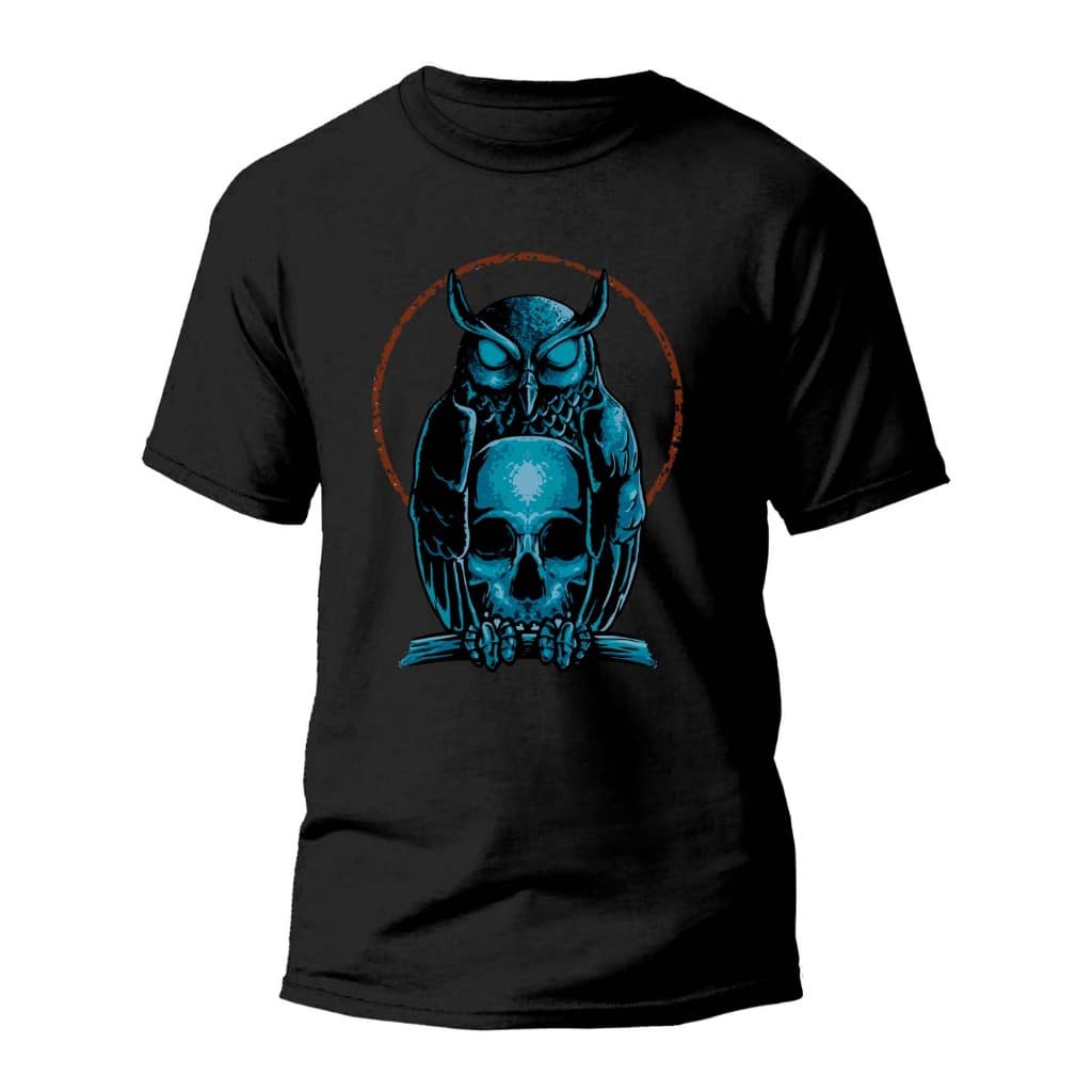 Camiseta Algodão Estampada Especial Coruja e Caveira REF1429