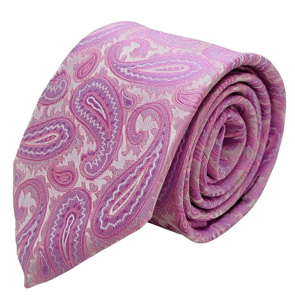 Gravata Semi Slim Rosa Lilás Bordada