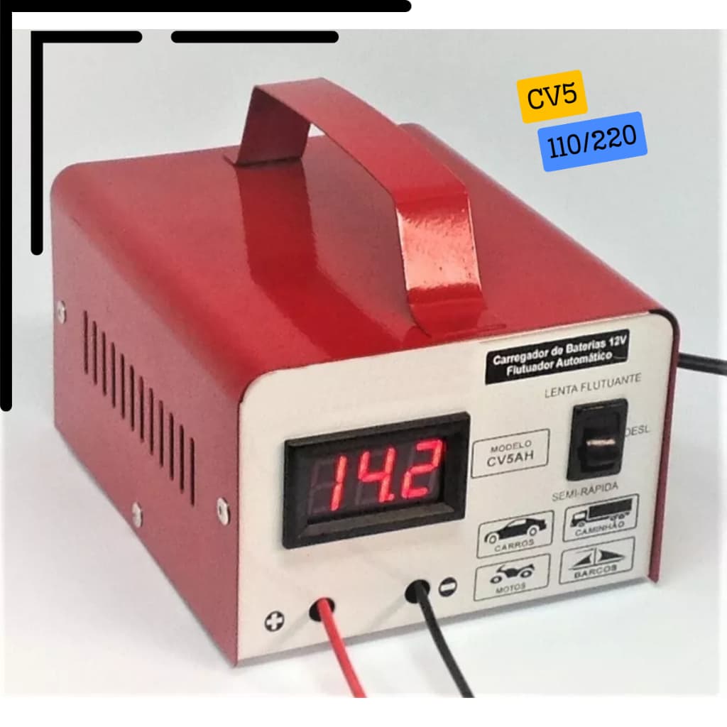 Carregador de Bateria 12V inteligente até 300amperes CV5ah