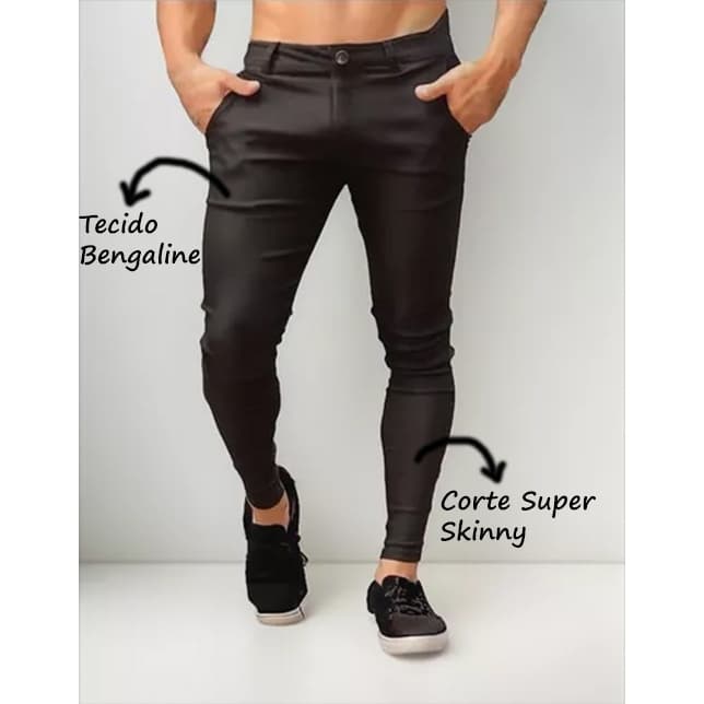 Calça Masculina Skinny Bengaline Alfaiataria Social Estica Elegante Confortável