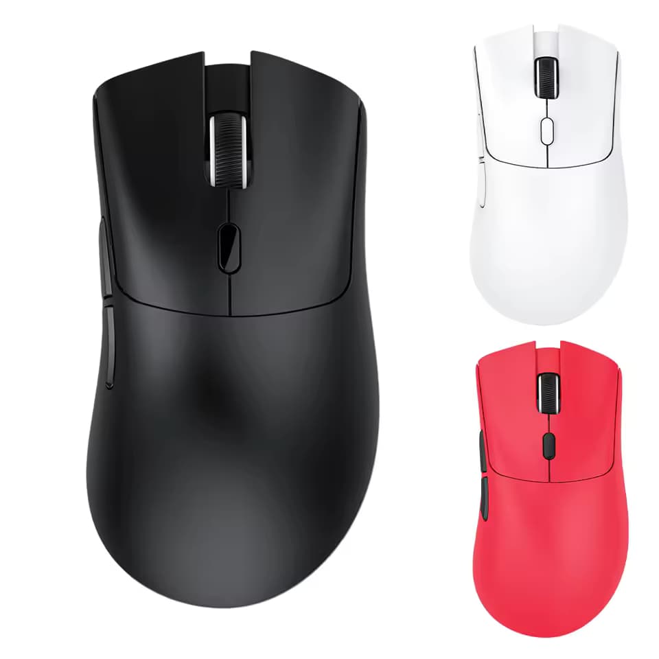 Mouse Gamer Attack Shark R1 – 18.000 DPI, PAW3311, Tri-Mode, 1000Hz, RGB – Branco / Preto / Vermelho