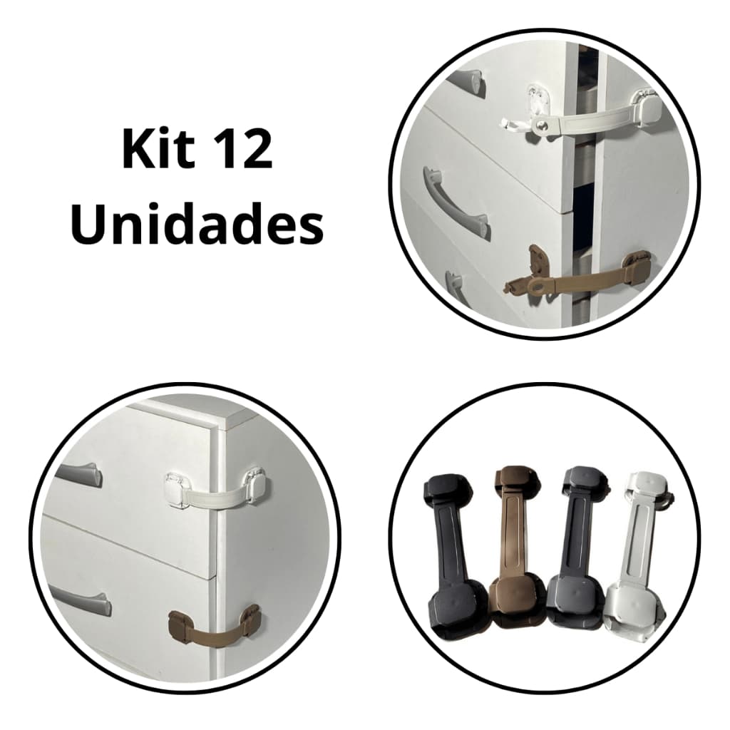 Kit 12 Trava Protetora para Gavetas e Portas Evita Acidentes Ideal para Casa