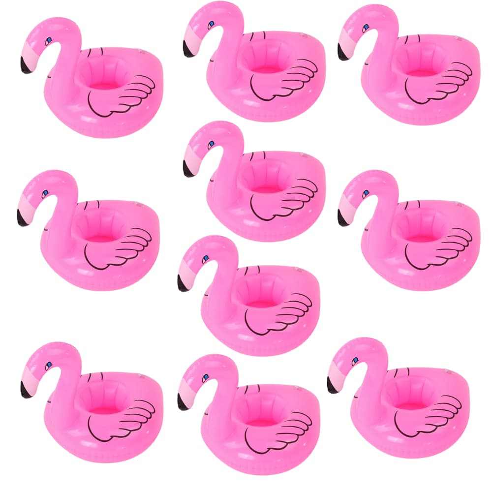 kit 10 Boia Porta Copo Flamingo Flutuador P/ Praia Piscina