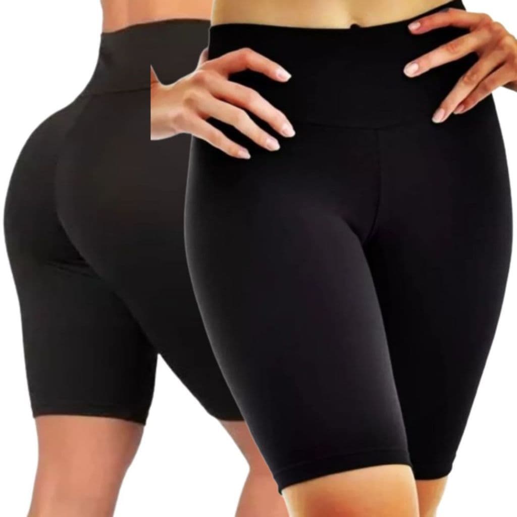 Kit 2 Bermudas Legging Feminina Suplex Ciclista Até O Joelho Preta