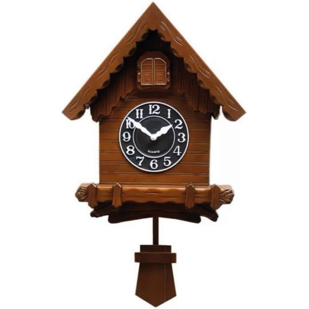 Relógio de Parede Cuco Chalé Clássico Com Passarinho Vintage Madeira 53cm com Pêndulo e Alarme MDF