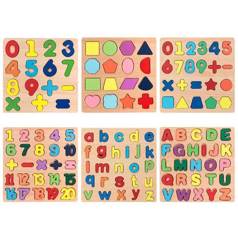 Brinquedo Madeira Encaixe Peça Didático Educativo Quebra Cabeça Pedagogico Números Letras e Formas