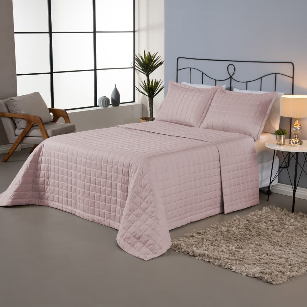 Kit Cobre Leito Cama Casal King Dupla Face Soft 100% Poliéster Liso Matelado 3 Peças