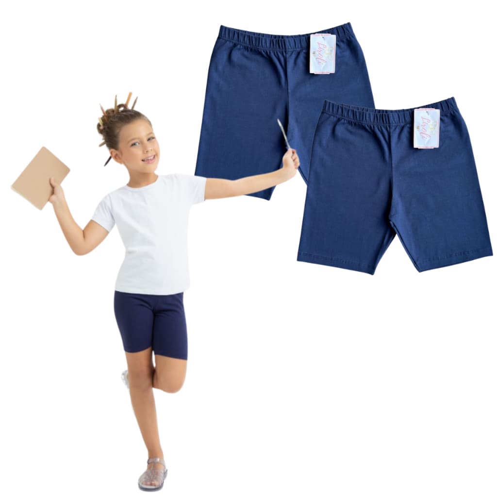 Kit 2 Bermuda Cotton Uniforme Escolar Infantil Juvenil Menina Tamanho 1 ao 16
