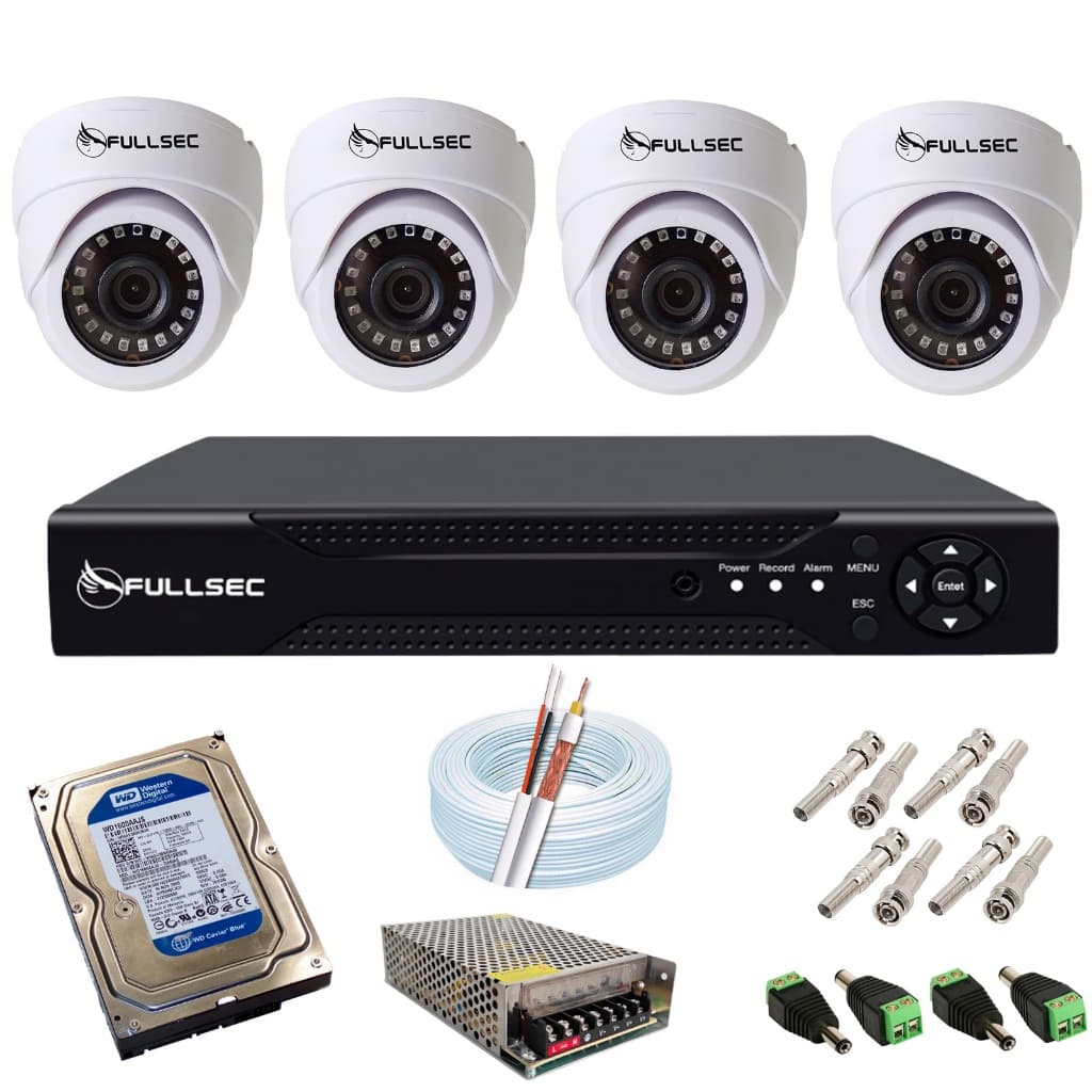 Kit Cftv 4 Câmeras Segurança Multi Hd Dome 720p Dvr Hd 250gb