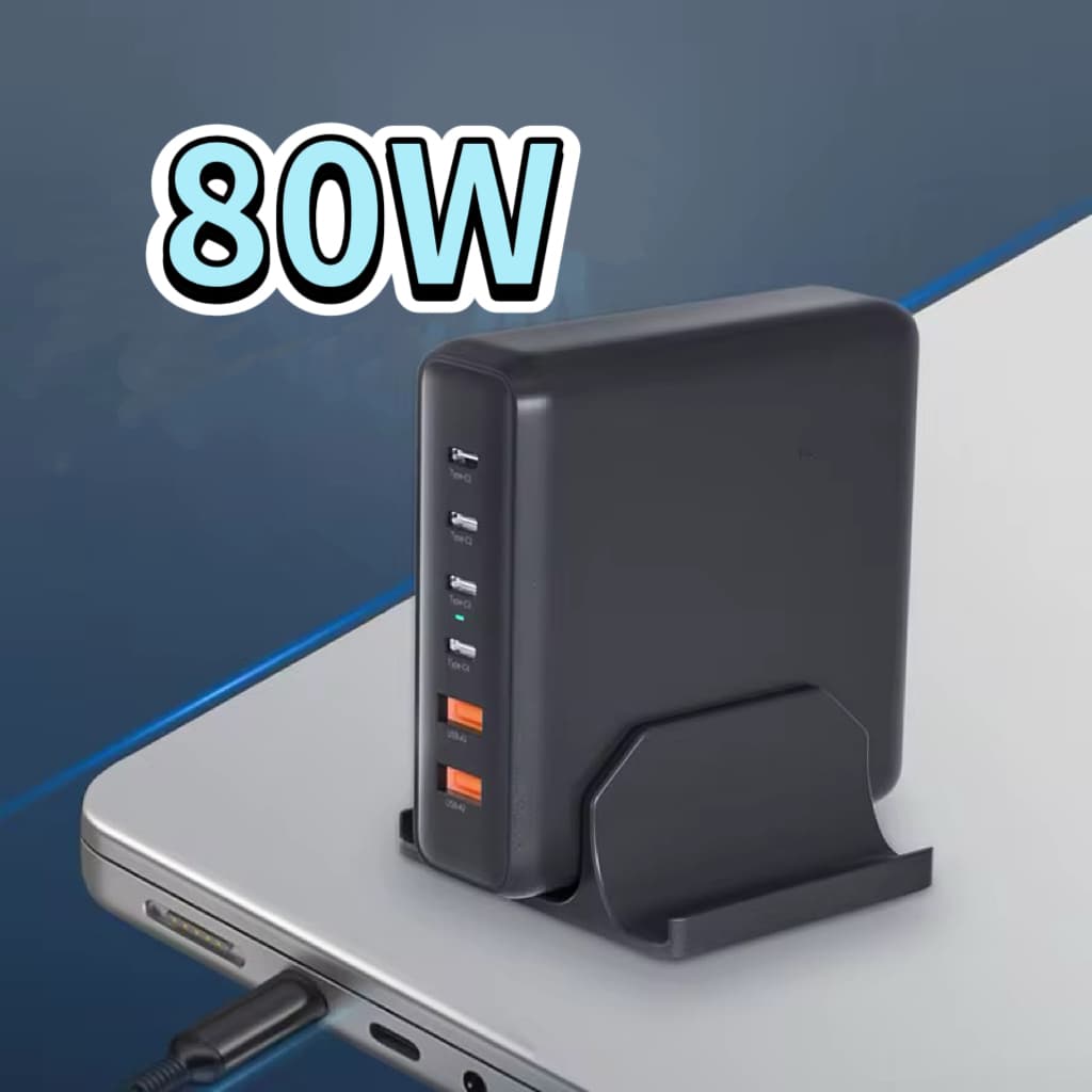 Carregador Turbo de mesa 80W Com 6 portas rápidas 4 Tipo-c e 2usb-a Tomate TT-8061C