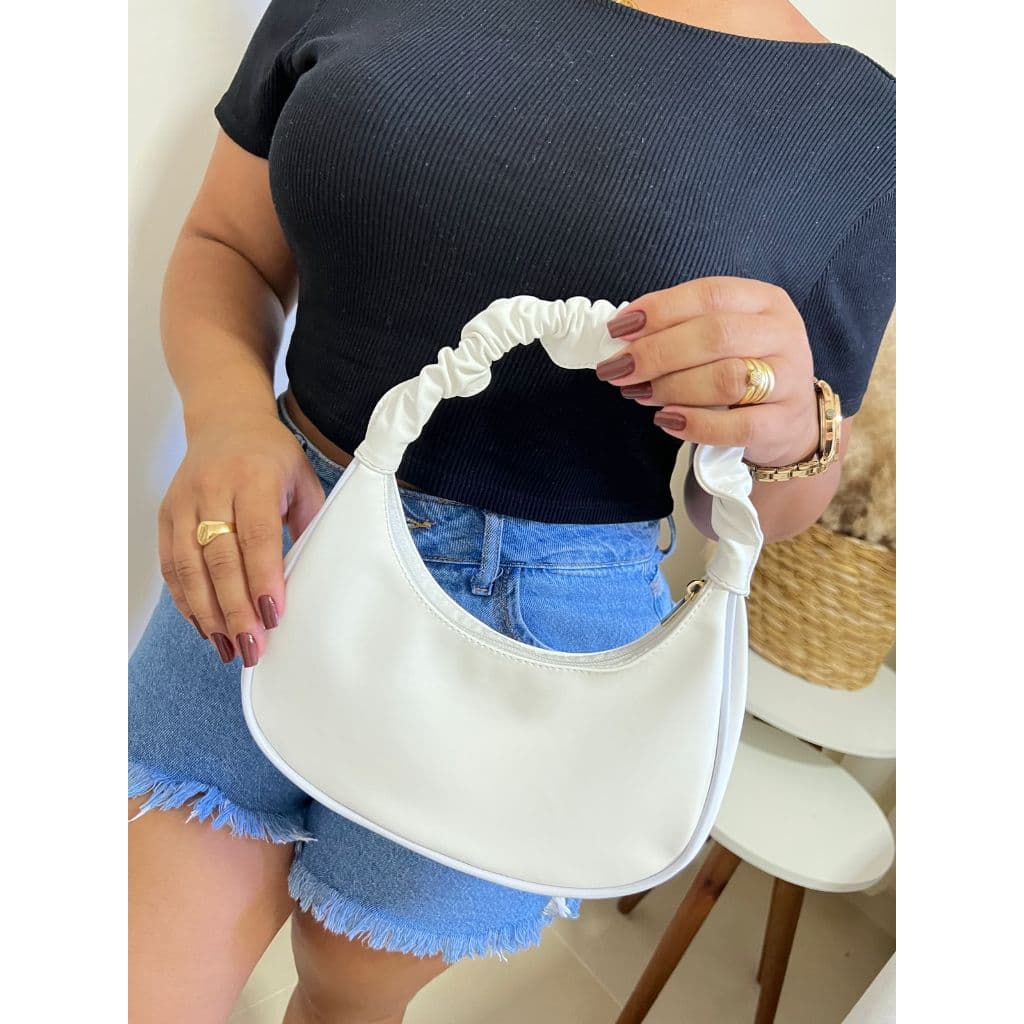 Bolsa Feminina Preta Meia Lua Pequena Ombro Mão Tote Bag Casual Moderna | Envio Rápido