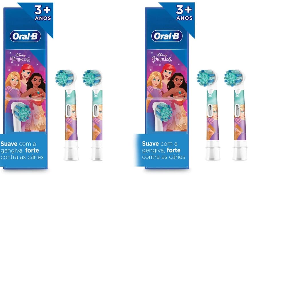 Refil Escova Dental Eletrica Infantil Princesas C/ 4 Unid