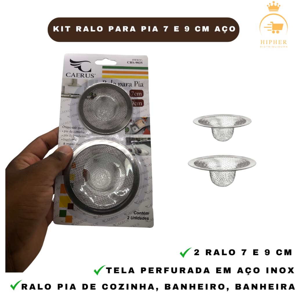 Kit Ralo Para Pia 7cm e 9cm Aço Inox – Cozinha, Banheiro e Tanque | Resistente e Antientupimento