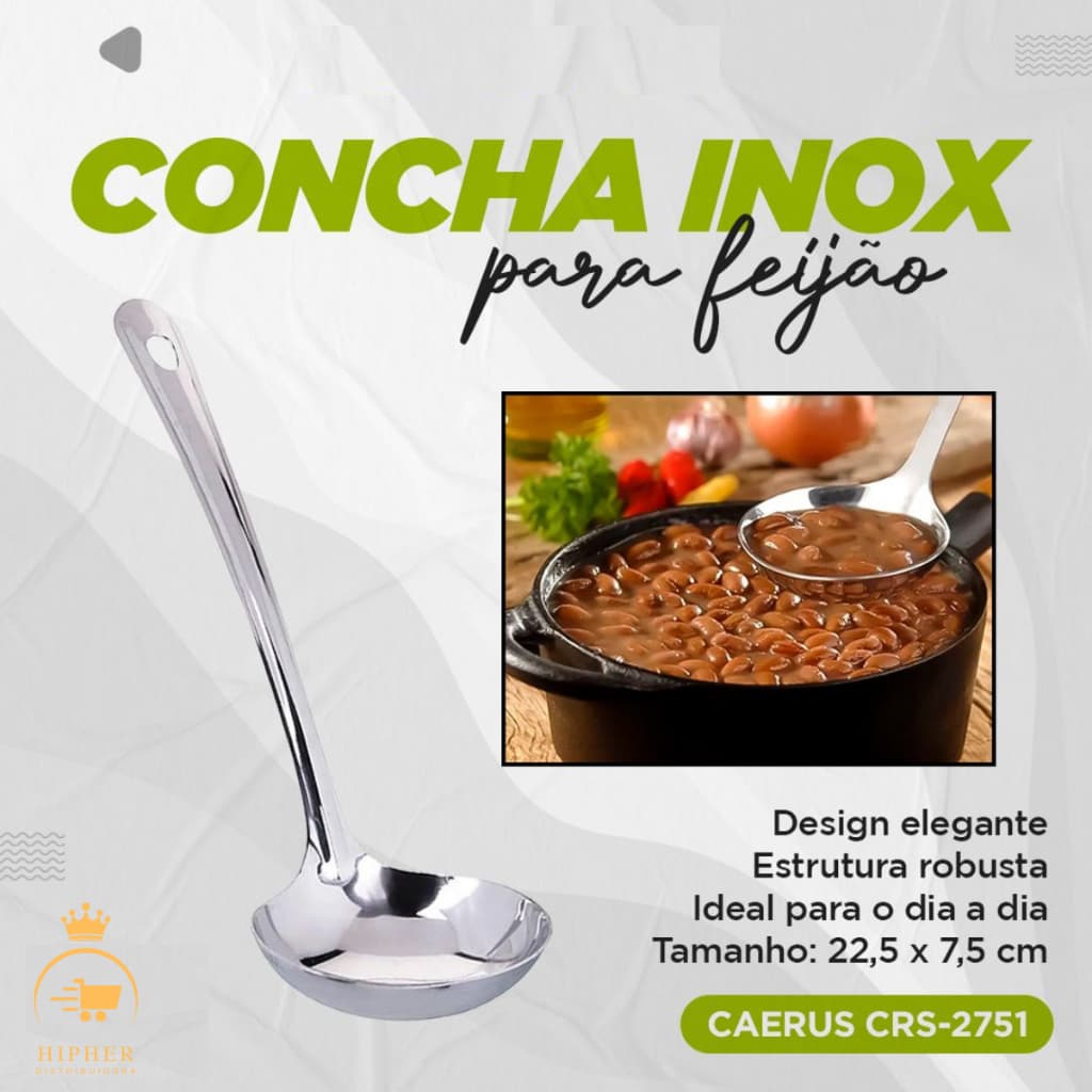 Concha de Feijão Aço Inox 22,5cm Caerus – Praticidade e Elegância para Sua Cozinha