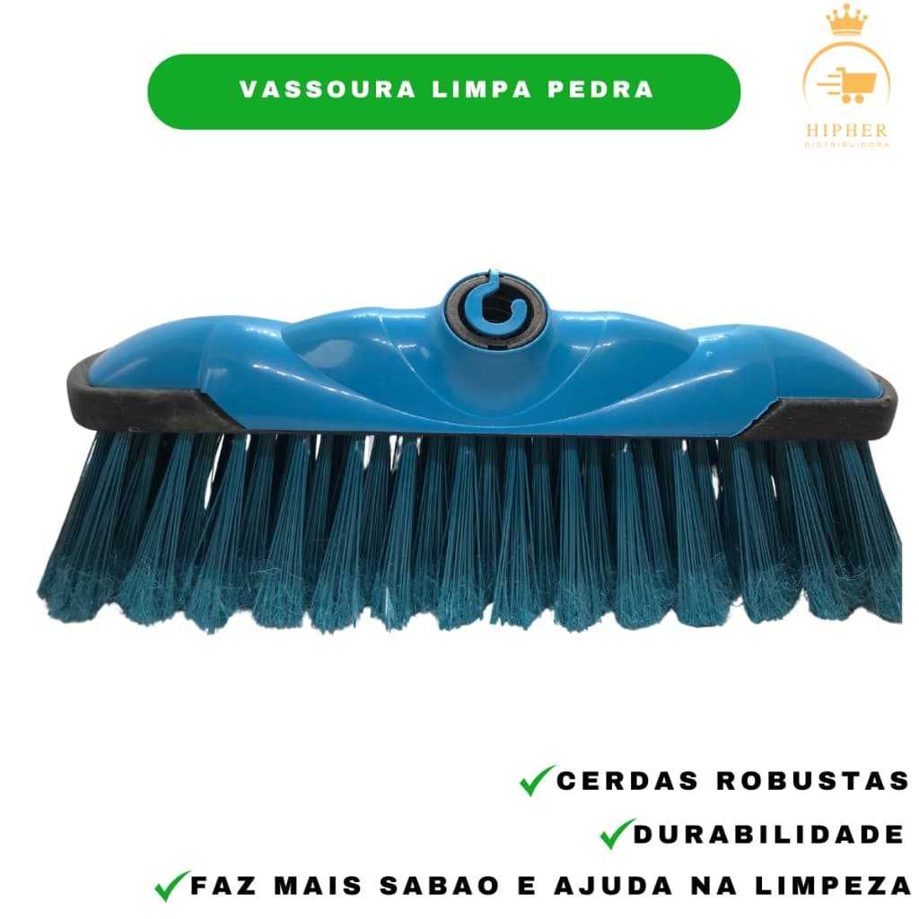 Vassoura Limpa Pedra 30 cm com Cabo de 120 cm – Limpeza Eficiente para Pisos Externos