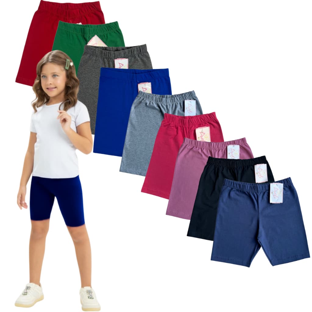 Kit 4 Bermudas Cotton Infantil Juvenil Menina Tamanho 1 ao 16