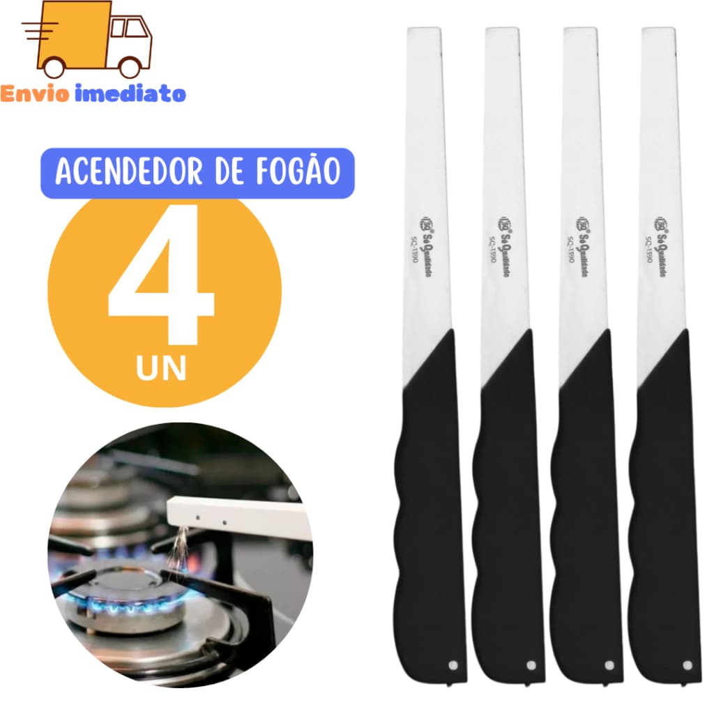 Kit 4 Peças Acendedor de Fogão Linha Premium Multi Disparos 22cm Casa Viagem Bar Restaurante