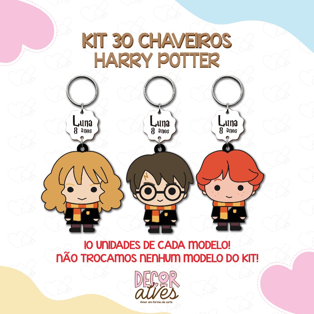Harry Potter - KITS VARIADOS - Chaveiro Personalizado MDF brilhoso Lembrancinha infantil