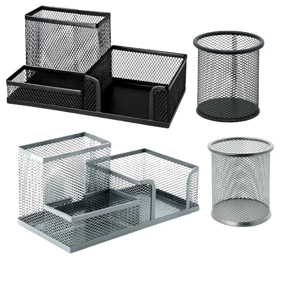 Kit Organizador de Mesa Porta Lápis Canetas Post It Decoração de Escritório 2 Peças Variação de Cor