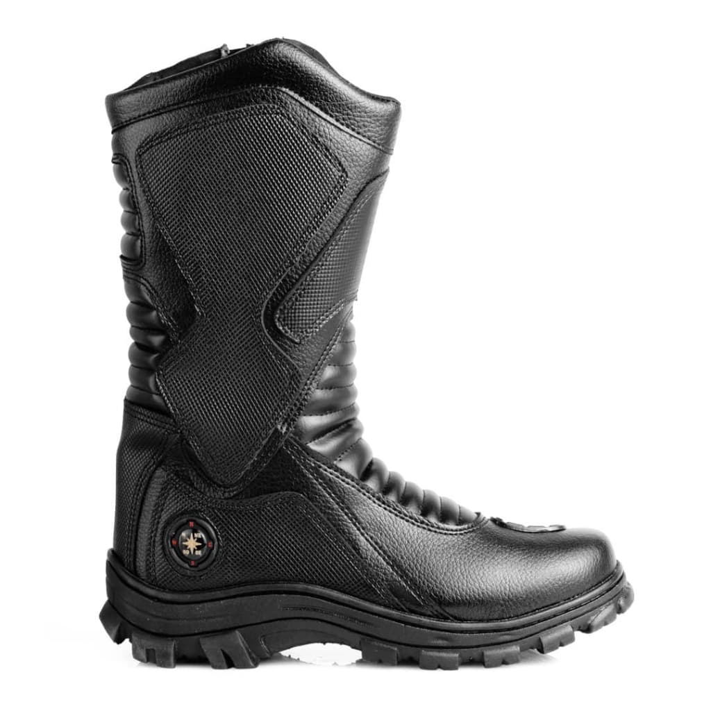 Bota Coturno Militar Masculina Cano Médio Com Zíper Couro Sintético Moto Tatico