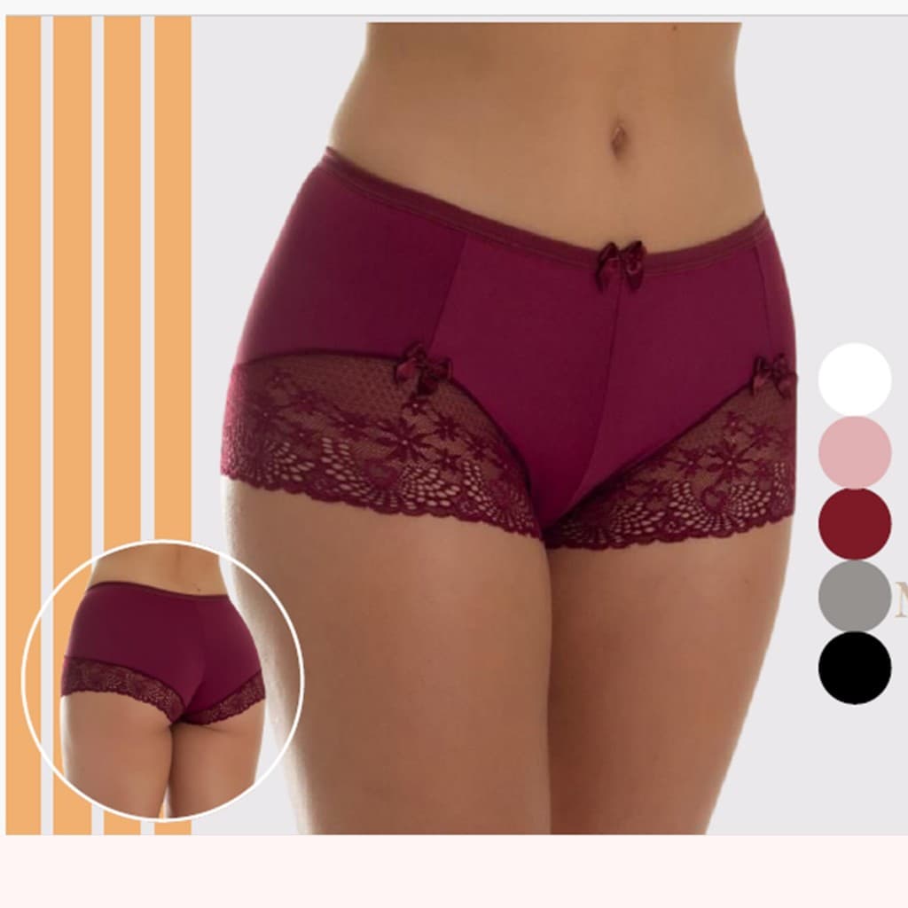 Kit Calcinha short de renda Tangão Microfibra e Poliamida - shortinho de dormir