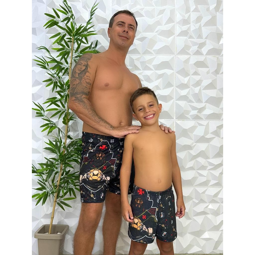 Kit pai & filho time samba-canção masculino aduto + samba-canção infantil