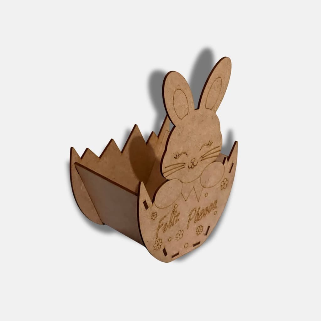 Cesta Personalizada Coelhinho da Páscoa MDF  - KIT com 5 unidades