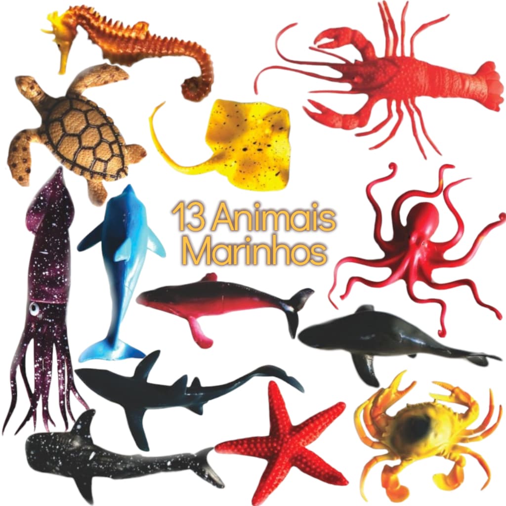 13 Animais Marinhos Brinquedo Infantil Colorido Divertido