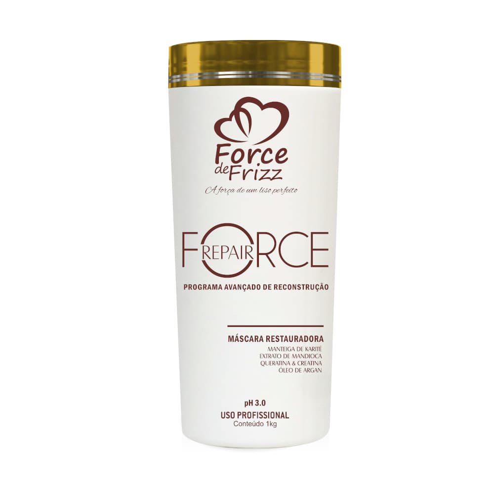 Máscara Restauradora Force Repair de Reconstrução Capilar Profissional Force Cosméticos 1Kg