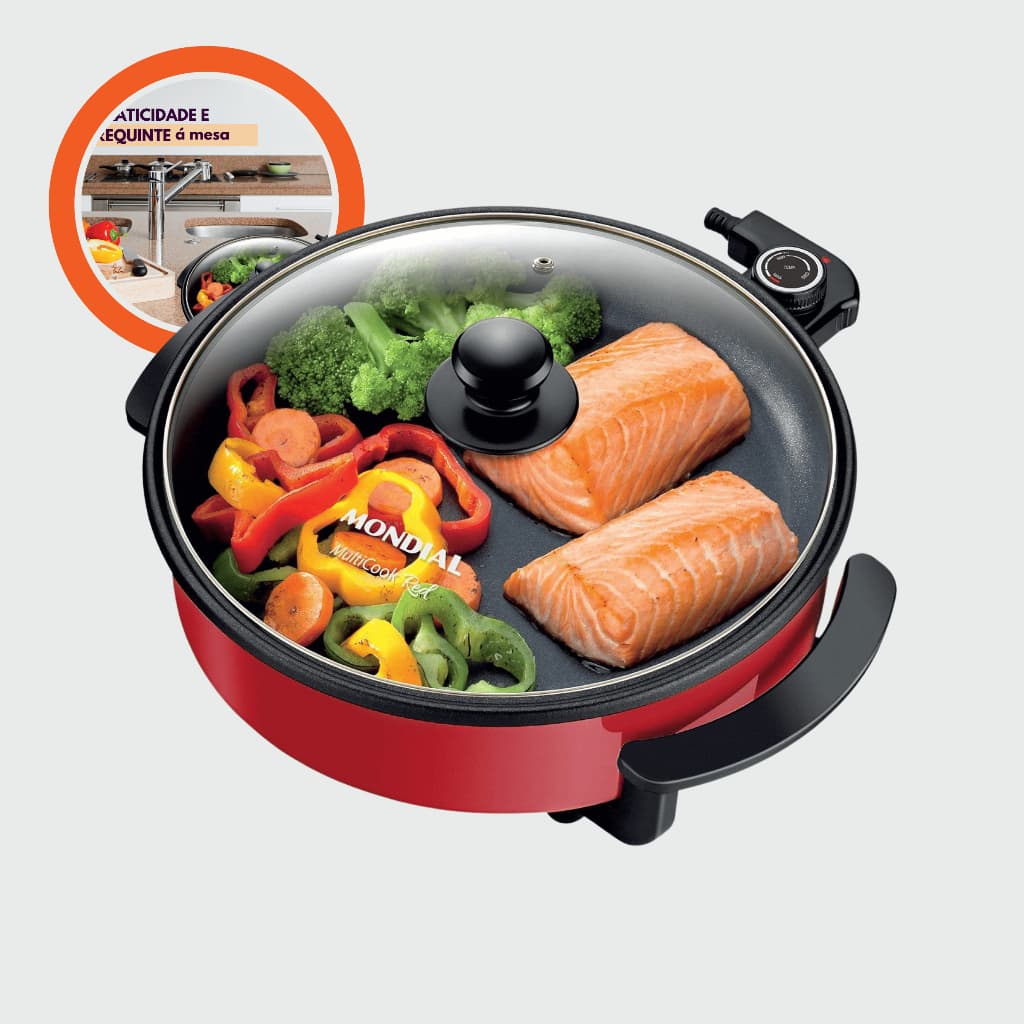 Churrasqueira elétrica grill elétrico panela redonda PE-28 220V Mondial