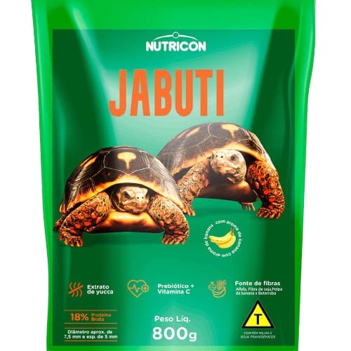RAÇÃO PARA JABUTI 800G NUTRICON COM AROMA DE BANANA SACO POUCH