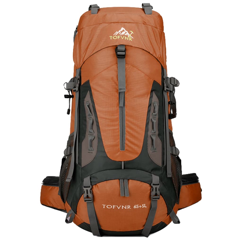 Mochila Camping Trilha 70L Mala Viagem Esportiva Cargueira Impermeável Cor Laranja WCT FITNESS