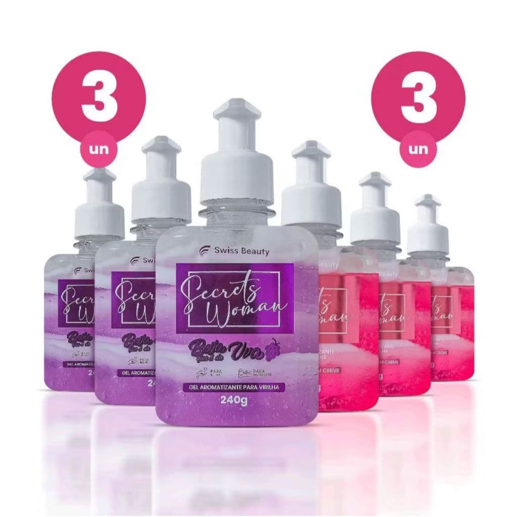Gel aromatizante de virilha secrets woman uva e morango - swiss beauty 3 UN DE CADA