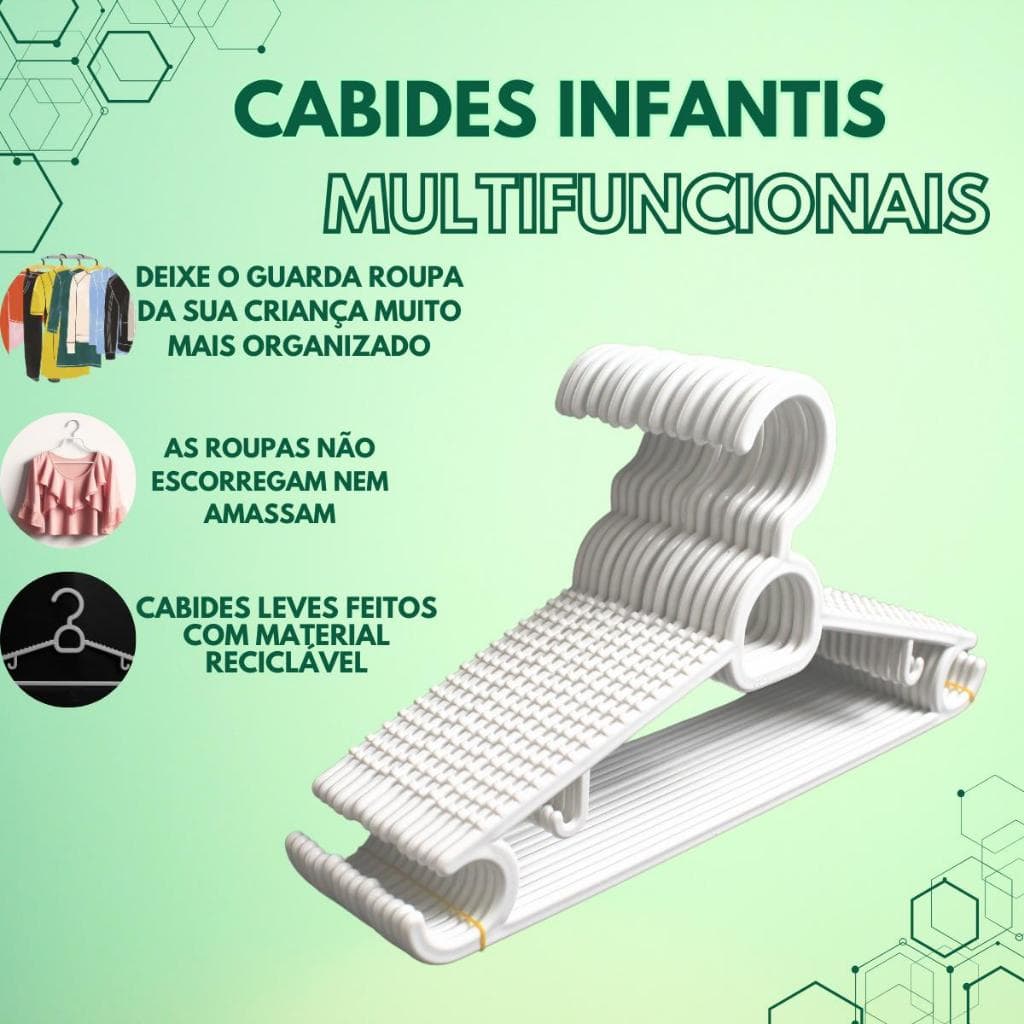 Cabide Infantil Kit Com 50 Cabides Reforçado Antideslizantes Para Roupas De Criança e Juvenil