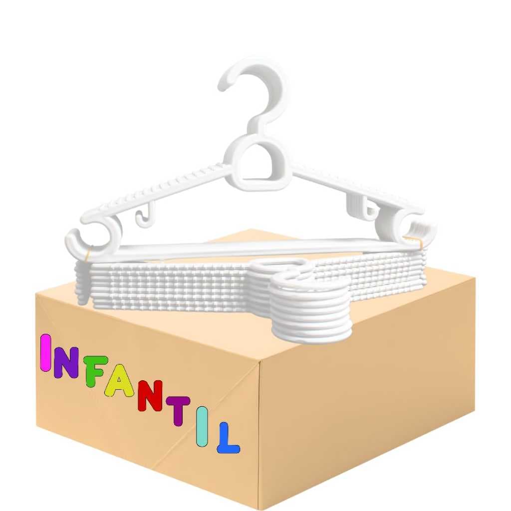 Cabide Infantil Resistente Organizador Branco 50 Unidades Roupas Infantil Camisas Vestidos Shorts