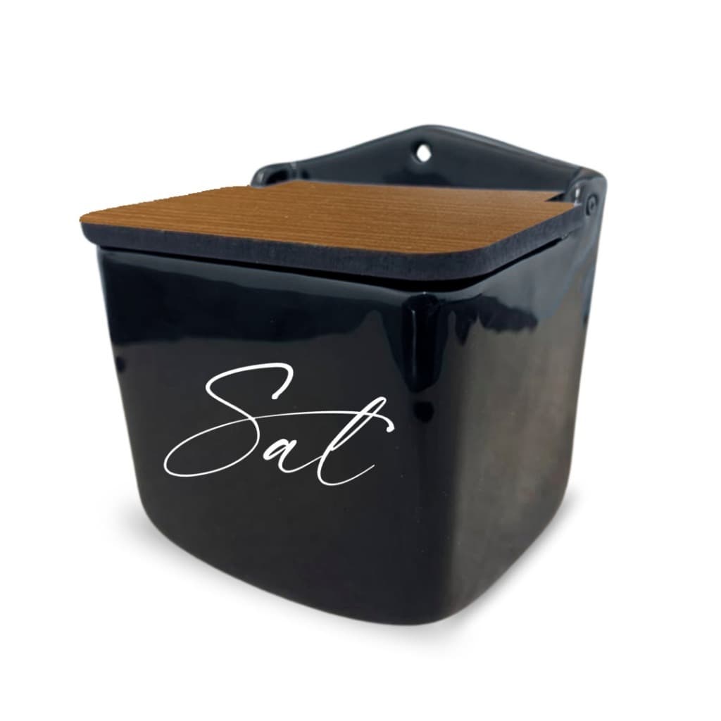 Saleiro Preto de Cerâmica Tampa de MDF | Segunda Linha Defeitos Cozinha Decoração SAL PRETO