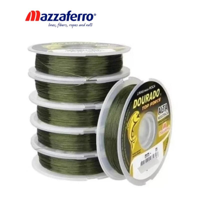 Linha Mono Filamento para Pesca Dourado Premium Top Force Verde Oliva 100 Metros Mazaferro