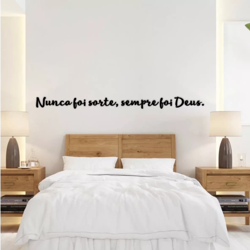 Quadro frase decoração nunca foi sorte sempre foi Deus