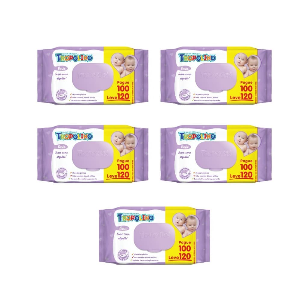 Toalha Umedecida Tropolino  600 Folhas (5undX120fls)