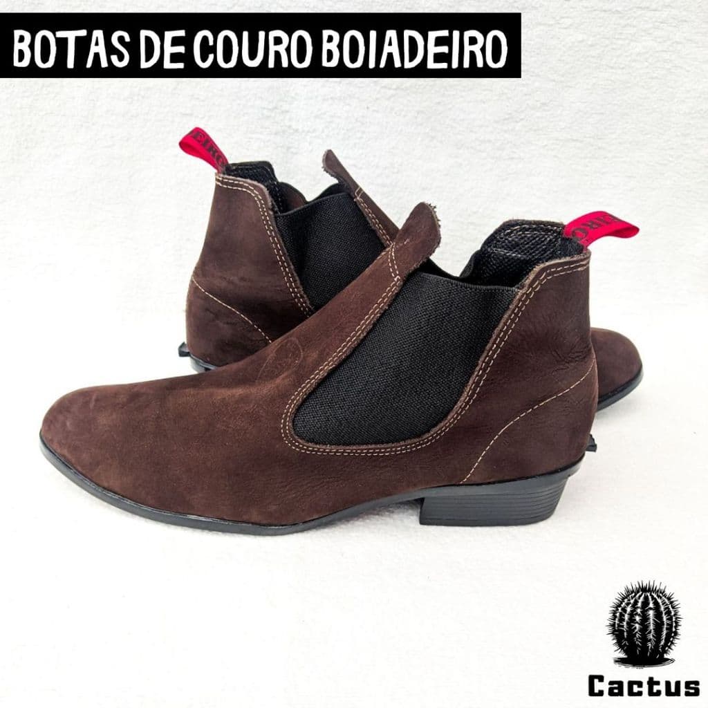 Bota de Couro Vaquejada Adulta boiadeiro Original Conforto Botinha Vaqueiro Unissex Cavalgada Esportes Equestre