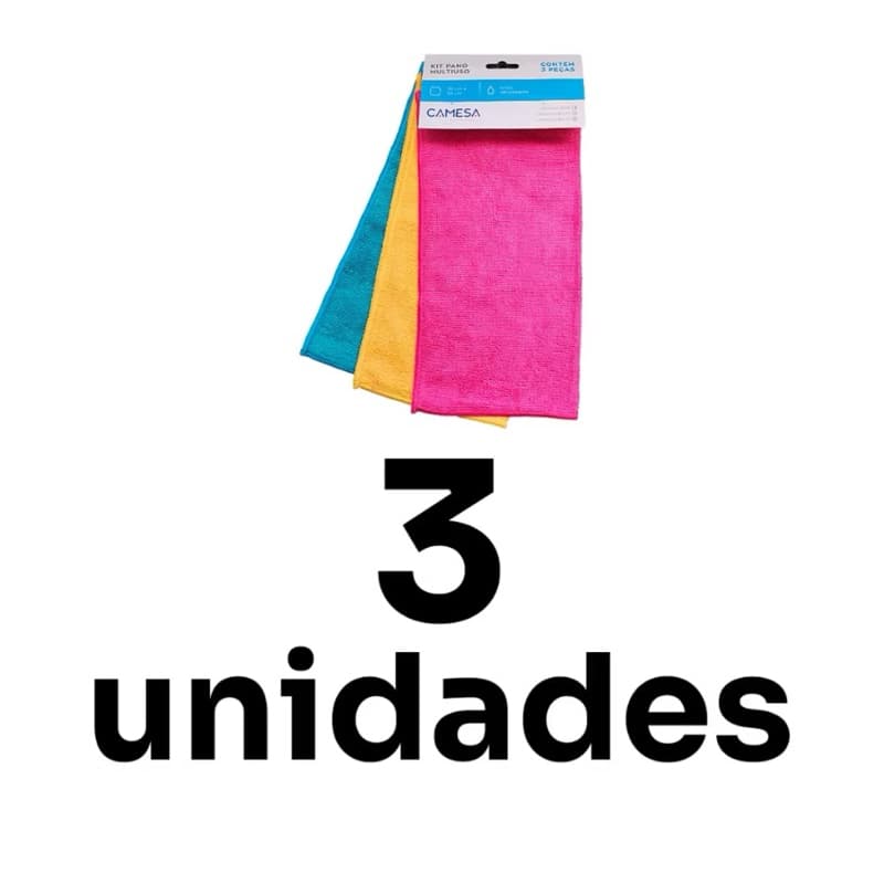 3 kits microfibra c/ 3unidades 30x30cm