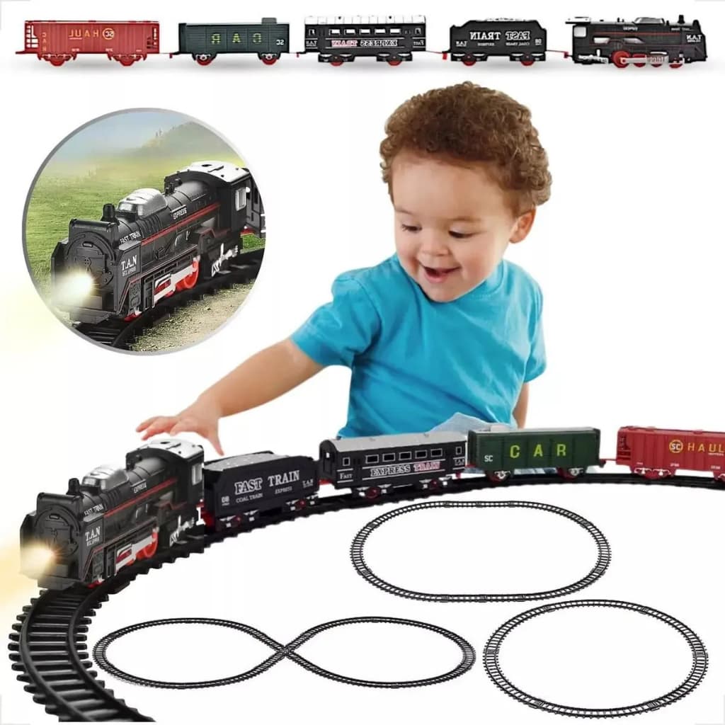 Trem Infantil com Luz e Trilhos Locomotiva e Vagões Diversão e Criatividade