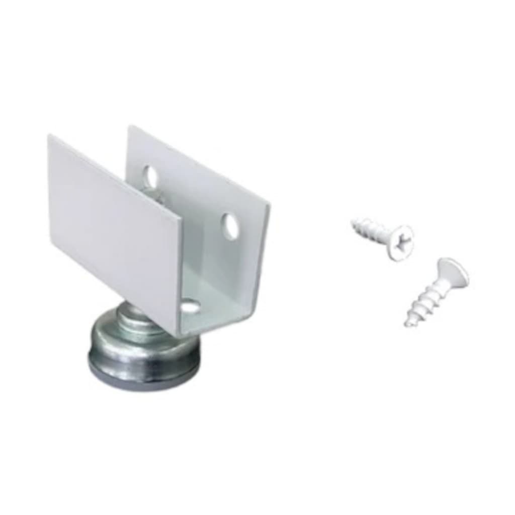 Sapata "U" para MDF 18mm com rosca Branca + Pé Nivelador (Kit 2 un)