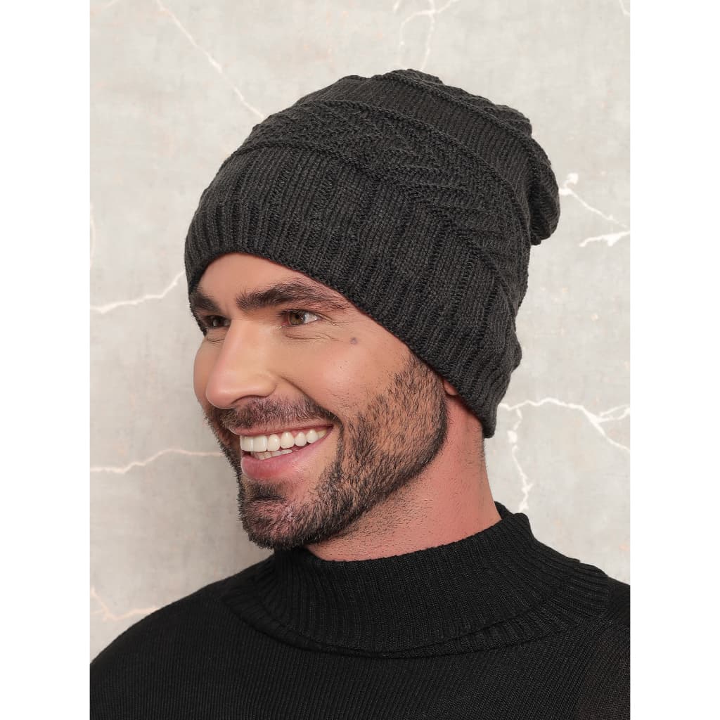 Touca Gorro de Lã Forrada Masculino Premium Vira Cachecol gola pescoço de frio Tricot  Inverno