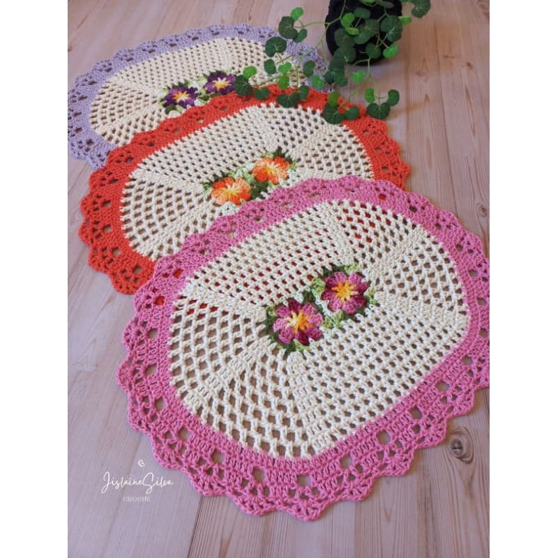 Tapete de porta crochê/tapete cozinha/tapete banheiro crochê/ Unidade ou Kit Com 2 Peças