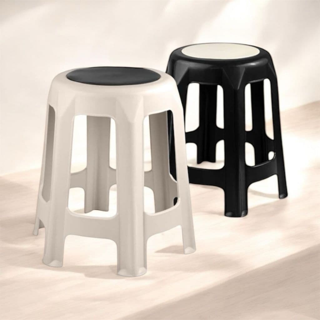 Banqueta de Plástico com 6 Pés Resistente Reforçada Empilhável Suporta 120kg