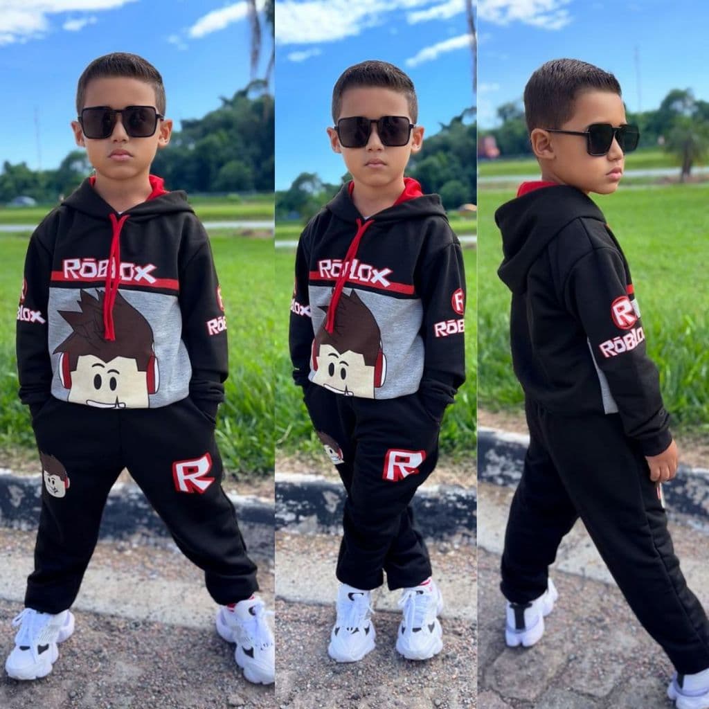 conjunto moletom infantil Roblox roupa de criança de inverno